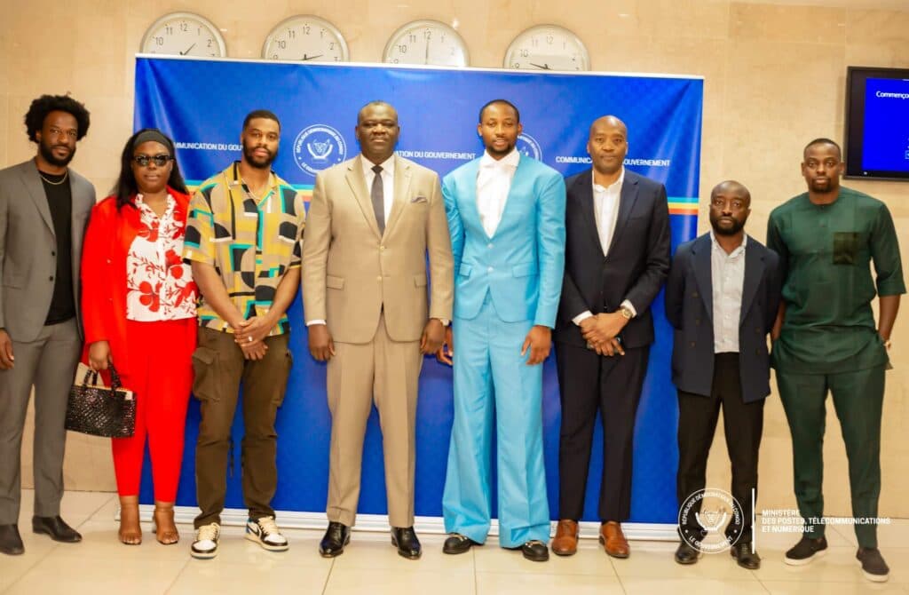 Le Ministre Augustin Kibassa Maliba recevant la délégation de la NBA Africa à Kinshasa